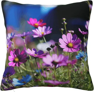 Produktbild von Quadratischer Kissenbezug mit Blumenmuster für Couch, Sofa, Garten, Wohnzimmer und Büro
