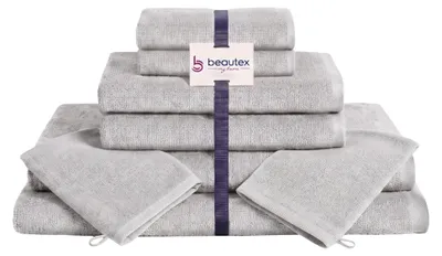 Zdjęcie produktu dla Zestaw ręczników BEAUTEX Premium Frottier, 100% bawełna, 550 g/m², jasnoszary. Zestaw zawiera: 4 ręczniki do rąk i 2 ręczniki kąpielowe