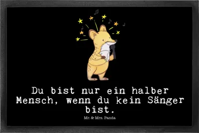 Produktbild von Mr. & Mrs. Panda fußmatte Sänger Herz 50 x 75 cm - Schwarz - Geschenk, Schmutzfangmatte, Schuhabstreifer, Eingangsteppich, Fußabtreter, Schmutzmatte