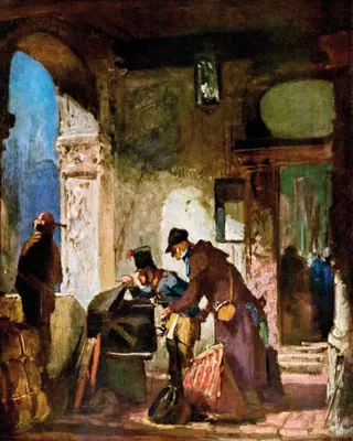Produktbild von Carl Spitzweg Kunstdruck Bild - Päpstliche Zollwache (50 x 40 cm)
