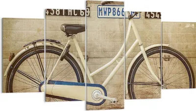 Produktbild von Bild auf Leinwand - Leinwandbild - Fahrrad Mauer Straße - 160x85cm - Wand Bild - Wanddeko - Leinwanddruck - Bilder - Kunstdruck - Wanddekoration - Leinwand bilder - Wandkunst - EA160x85-3764