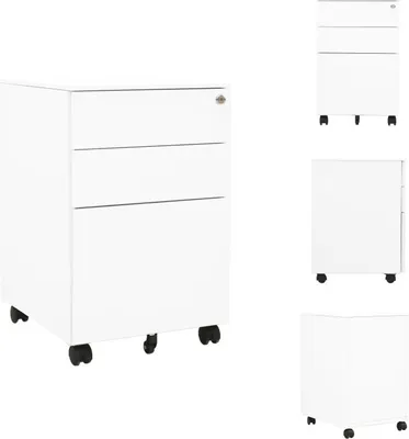 Produktbild von vidaXL Aktenschrank mit Rollen Weiß 39x45x60 cm Stahl -  Aktenschränke