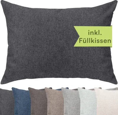 Produktbild von Selfitex Dekokissen XXL 60x80 inkl. Füllkissen kuschelweiches Lesekissen, Rückenkissen , Sofakissen,für Couch, Bett oder als Polster jeglicher Art, Farbe: Anthrazit