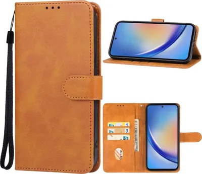 Produktbild von König Design Hülle kompatibel mit Samsung Galaxy A35 Kunstleder Handyhülle - Handy Case Braun