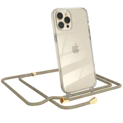 Produktbild von EAZY CASE Handykette kompatibel mit Apple iPhone 12 Pro Max, Handyhülle mit Umhängeband, Handykordel, Schutzhülle Clear, Band in Bunt