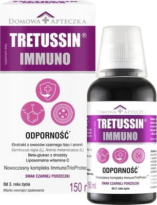 Obrázok produktu pre Tretussin Immuno - 150 ml, Výživový doplnok s malinovou príchuťou