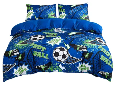 Produktbild von 3-teiliges Bettwäscheset blau 135 x 200 cm – Foot Ball