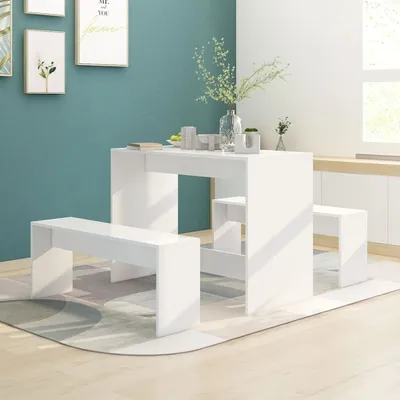 Produktbild von vidaXL 3-tlg. Essgruppe Weiß Holzwerkstoff