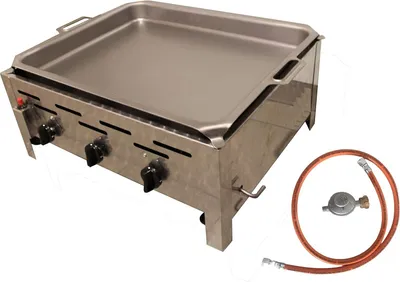 Produktbild von BSR-Grillen 3-flammiger Profi Gasgrill aus Edelstahl, stufenlos regelbar, mit Gasschlauch und Druckminderer (10,8 kW | Grillpfanne Stahl)