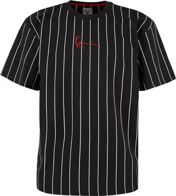 Produktbild von Karl Kani Herren KKMQ32063BLK Small Signature Pinstripe Tee Black blk/wht/red, XXL