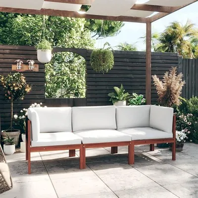Produktbild von 3-Sitzer-Gartensofa mit Kissen Massivholz Akazie