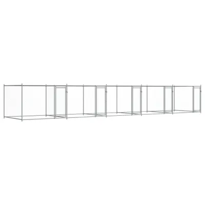Obrázek produktu pro vidaXL Psí bouda s dvířky šedá 10x2x1,5 m Pozinkovaná ocel