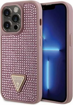 Produktbild von Guess Guhcp14Lhdgtpp Etui Für Iphone 14 Pro - Rosa Strass Dreieck