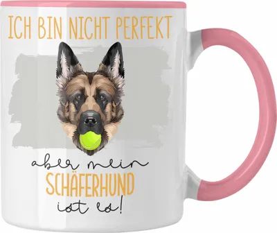 Produktbild von Trendation - Schäferhund Besitzer Tasse Geschenk Lustiger Spruch Geschenkidee Besitzerin Ich Bin Nicht Perfekt Aber Mein Schäferhund Ist Es (Rosa)