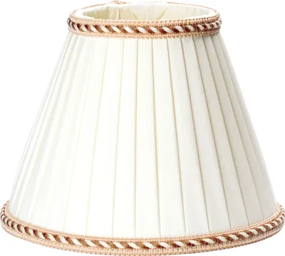 Produktbild von Ersatz Lampenschirm Stoffschirm creme weiß mit brauner Borte Schirm Aufnahme f. Fassung E27 beige Falten (18x14cm)