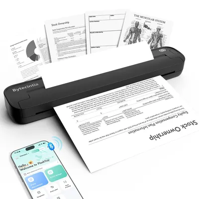 Productafbeelding van Draagbare thermoprinter A4 - Inktloos - Zwart - Android en iOS
