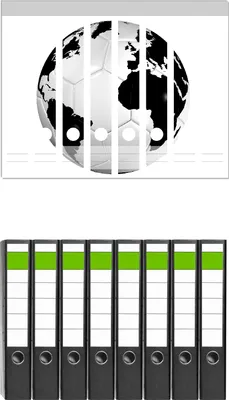 Produktbild von Wallario 8 Stück schmale Ordner inkl. Klebeetiketten mit Motive Planet Fußball -  Set mit Rückenschildern / Ordnerrücken Stickern