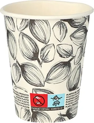 Produktbild von 40 Trinkbecher, Pappe "To Go" 0,2 l Ø 8 cm · 9,1 cm weiss "Leaves"