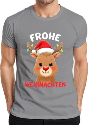 Produktbild von Frohe Weihnachten Weihnachtsgeschenk Rentier niedlich Rudolph Herren T-Shirt, Grau, XL