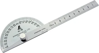 Immagine prodotto di Shinwa 62480: goniometro in acciaio inossidabile, misuratore di angoli, modello n. 19 - prodotto da FAMEX - 90°, 10 cm