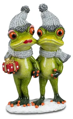 Dekofigur Frosch auf Traktor, 17 cm, grün, Winterkollektion