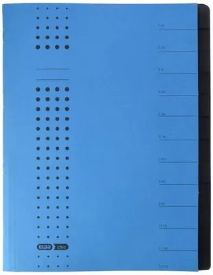 Produktbild von Elba Ordnungsmappe chic A4 aus Karton, 12 Fächer, blau