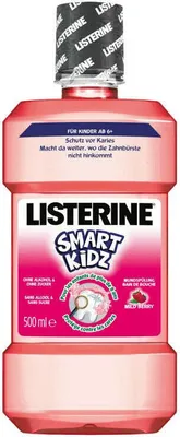 Zdjęcie produktu dla Listerine Smart Kidz, Płyn do płukania ust dla dzieci od 6 lat o smaku jagodowym, 500 ml (PRODUKT Z NIEMIEC)