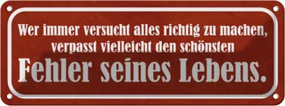 Produktbild von vianmo Blechschild 10x27 cm schönster Fehler seines Lebens Dekoration Spruch Zitat