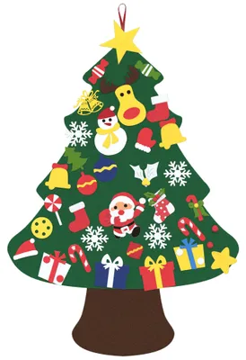 Image de Arbre de Noël en feutre DIY de la marque QEENTOE, décoré de 36 ornements amovibles, idéal pour la décoration murale et festive, en feutre, de couleur verte