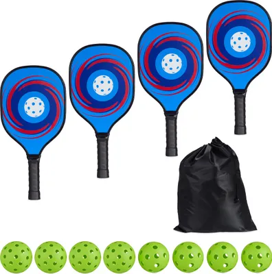 Produktbild von relaxdays Pickleball Set 4 Schläger & 8 Bälle