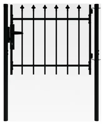 Produktbild von Zauntor mit Schloss Grau 103 x 124,5 cm, Pulverbeschichteter Stahl, Robuste Gartenpforte für Außenbereiche, Sichere Grundstücksabgrenzung