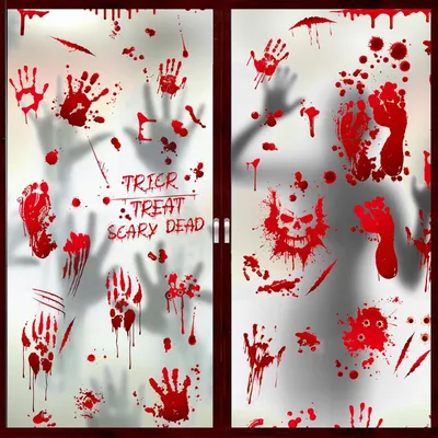 Productafbeelding van Halloween Bloody Decorative Window Pictures, Self-Adhesive, 9 Sheets, 95 Pieces, No Glue, Large Double-Sided Creepy Stickers