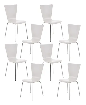 Produktbild von CLP 8er Set Besucherstuhl Aaron mit Holzsitz und Metallgestell weiß