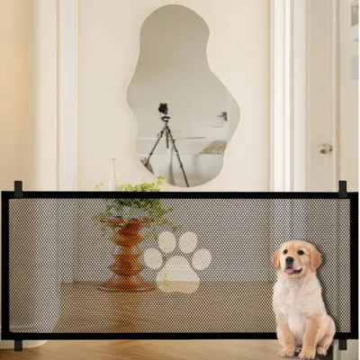 Produktbild von Treppenschutzgitter Hund, Hunde Türschutzgitter 180 x 78 cm, Hundebarrieren Hunde, Tragbare Absperrgitter für Baby und Katze, Treppenschutzgitter ohne Bohren für Treppen Haustier Türen Flur – Schwarz