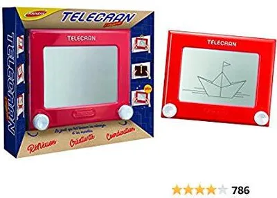 A product box for a drawing toy, with the toy itself displayed on the box and a separate image of the toy in use.