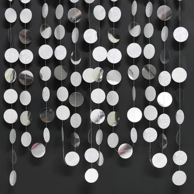 Imagen del producto de Guirnaldas con detalles brillantes, color plateado, para colgar, ideales para la decoración de fiestas