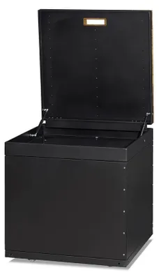 Image de Module de cuisine extérieur en bois et acier inoxydable noir pour cuisine de jardin