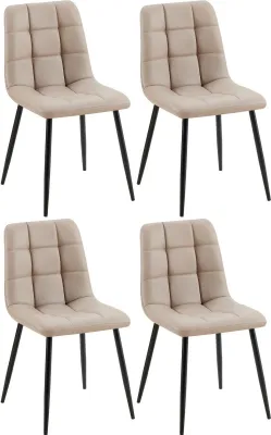 Productafbeelding van Set van 4 eetkamerstoelen – Kunstleer – Onderhoudsvriendelijk design | Kleur: Taupe