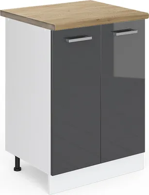 Zdjęcie produktu dla Szafki kuchenne Vicco R-Line Antracyt wysoki połysk 60 cm , BP Dąb, Model 45620