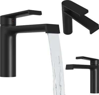 Produktbild von Granitan | Waschtischarmatur Bali - Schwarz - Einhebelmischer - Minimalistisches Design - Langlebig
