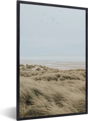 Produktbild von MuchoWow® MuchoWow® Gerahmtes Poster Strand - Düne - Vogel 60x90 cm - Poster mit zchwarzem Bilderrahmen - Kunst