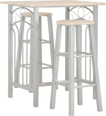 Produktbild von The Living Store 3-tlg. Bar-Set Holz und Stahl