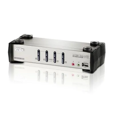Produktbild von ATEN 4-Port PS/2-USB VGA/Audio KVMP™ Switch mit OSD, 2048 x 1536 Pixel, QXGA, 1,02 W, Schwarz, Metallisch