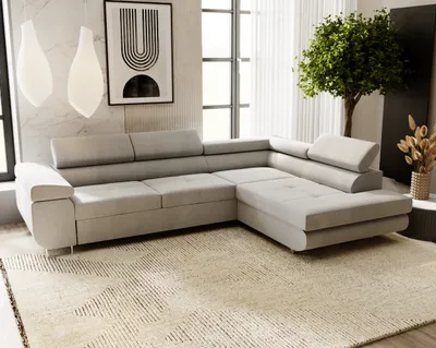 Produktbild von Ecksofa mit Schlaffunktion und Bettkasten VENUS L wohnlandschaft l-form, Ecksofa federkern - Eckcouch Beige