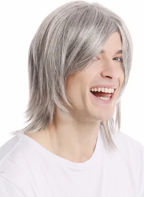 Produktbild von WIG ME UP Herrenperücke lang cool Scheitel grau meliert GFW892-51