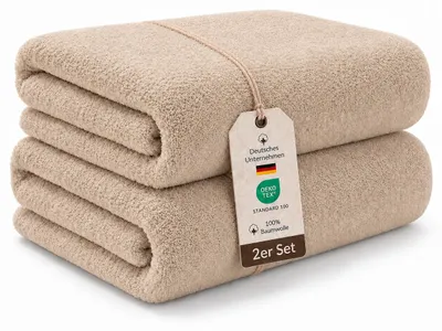 Produktbild von Frottee Handtücher 2er Set, 500 g/m², 100 % Baumwolle, Hotelqualität,50 cm x 100 cm,Beige
