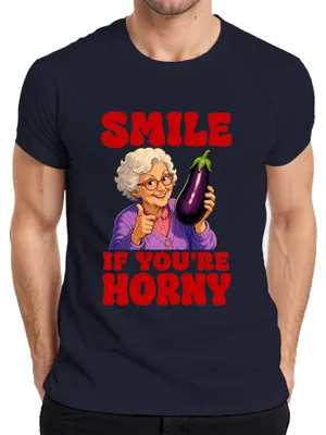 Produktbild von Smile If You're Horny Oma Aubergine Witzig Statement Sarkasmus Herren T-Shirt, Navy, XL