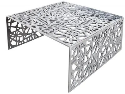 Obrázek produktu pro Casa Padrino Art Deco konferenční stolek stříbrný kov 60 x 60 x v. 32 cm - Secesní stolek - Nábytek do obývacího pokoje