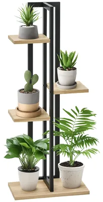 Zdjęcie produktu dla Outsunny 4-poziomowy stojak na rośliny, regulowany stojak na kwiaty o wysokości 110 cm