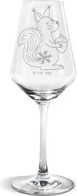 Produktbild von Mr. & Mrs. Panda Weinglas Eichhörnchen Weihnachten - Transparent - Geschenk, Weihnachtsgruß, wein glas, Neujahr, Für Weißwein, Guten Rutsch, Weißweinkelch, Vogel
